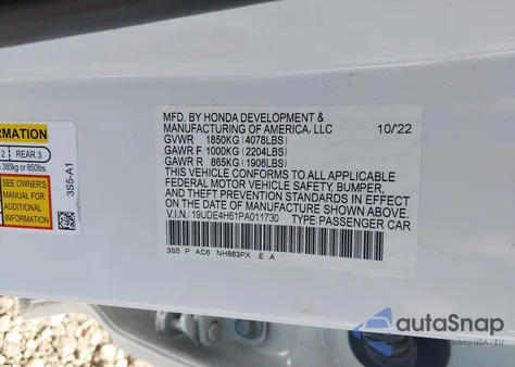 2023 Acura Integra A-Spec Technology from USA, damaged, VIN 19UDE4H61PA011730
